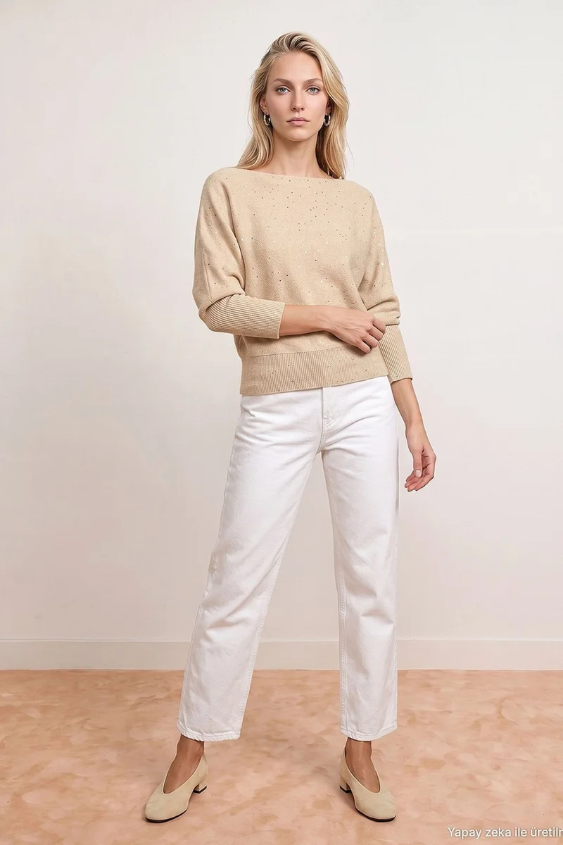 Dilvin Beige Natural DILVIN Women's Knit Sweater for Women | Best Price UAE