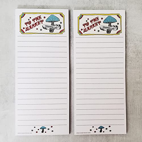 Nancy Nikko 70s Vibe - To The Market Grocery List Notepads - with Magnet for Refrigerator - 2 per Package - Image 1