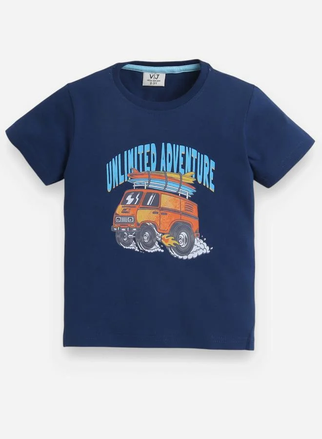 victor and jane Graphic Print T-Shirt and All-Over Printed Shorts Set