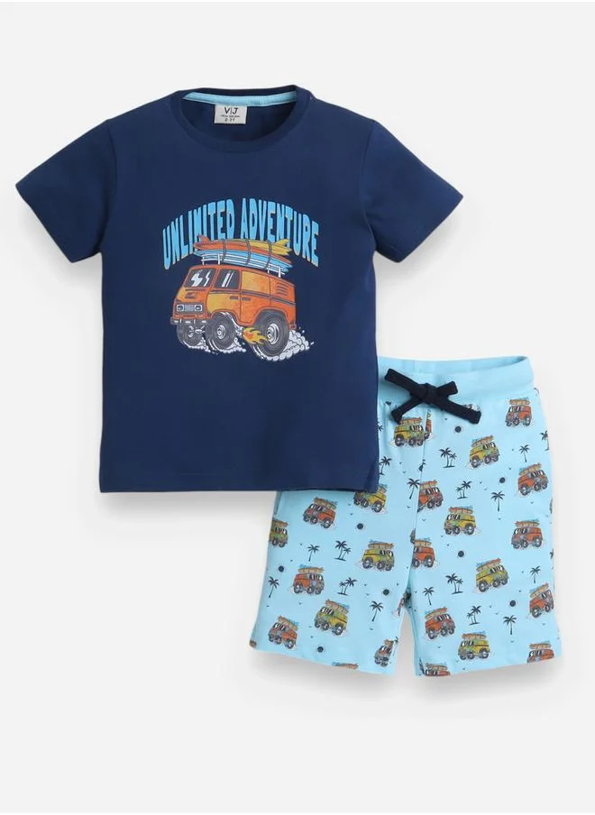 فكتور اند جين Graphic Print T-Shirt and All-Over Printed Shorts Set