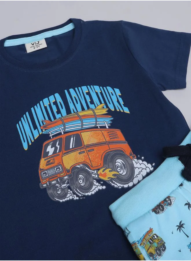 فكتور اند جين Graphic Print T-Shirt and All-Over Printed Shorts Set
