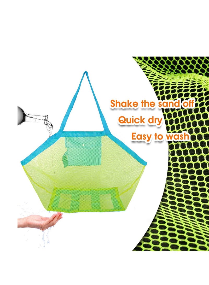SYOSI Sand Beach Mesh Storage Bag for Kids Summer Shell Toys Clothes Tote Bags for Holding Children’s Market Grocery Picnic - Image 5
