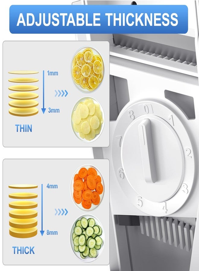 SUPMAKIN Safe Mandoline Slicer for Kitchen, Potato Slicer for Chips, Vegetable & Food Slicer,Thickness Adjustable 0.1-8 mm, Kitchen Faster Slice Artifact White (Only Slicer) - Image 3