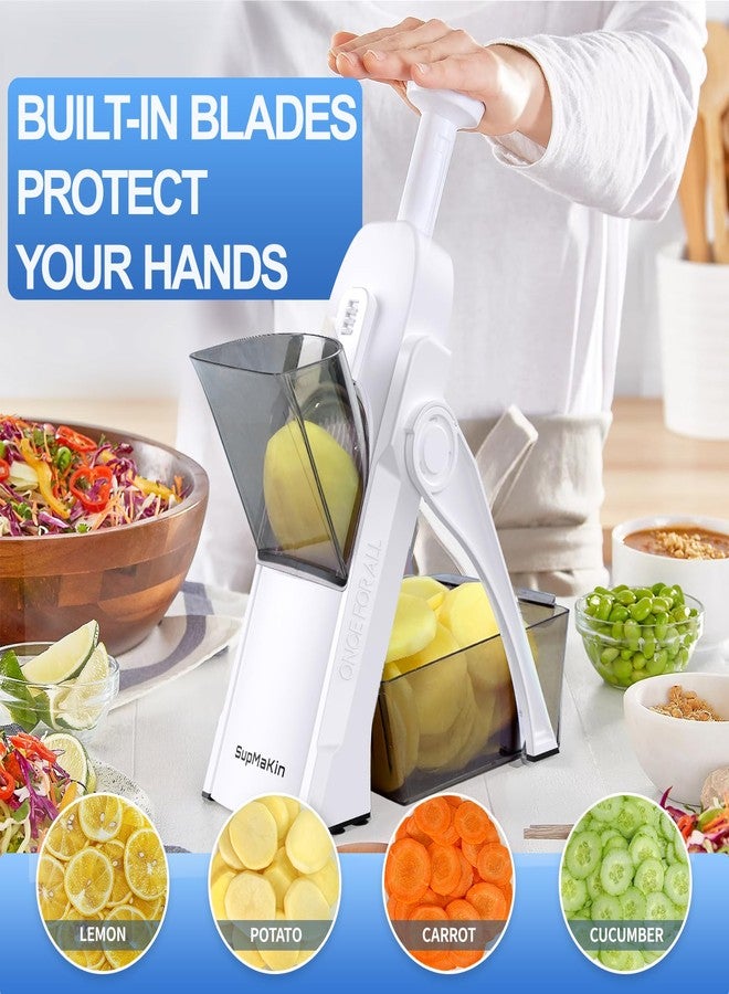 SUPMAKIN Safe Mandoline Slicer for Kitchen, Potato Slicer for Chips, Vegetable & Food Slicer,Thickness Adjustable 0.1-8 mm, Kitchen Faster Slice Artifact White (Only Slicer) - Image 2