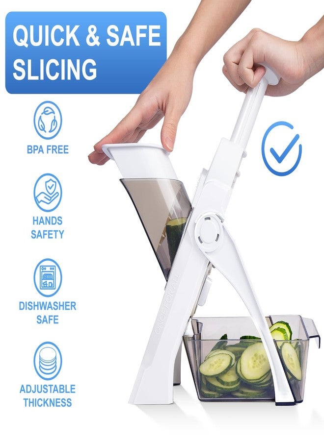 SUPMAKIN Safe Mandoline Slicer for Kitchen, Potato Slicer for Chips, Vegetable & Food Slicer,Thickness Adjustable 0.1-8 mm, Kitchen Faster Slice Artifact White (Only Slicer) - Image 4