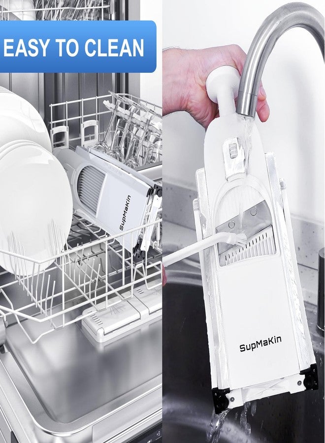 SUPMAKIN Safe Mandoline Slicer for Kitchen, Potato Slicer for Chips, Vegetable & Food Slicer,Thickness Adjustable 0.1-8 mm, Kitchen Faster Slice Artifact White (Only Slicer) - Image 5