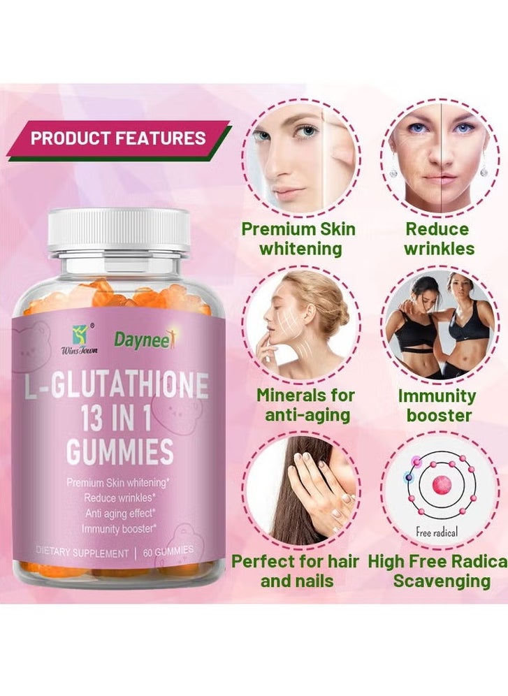 Daynee - L Glutathione 13 In 1 Gummies, Safe And Effective Skin Whitening Gummies With Collagen, Anti Aging Delicious Chewable Gummy Supplements For Brightening And Whitening Of Skin - Image 1