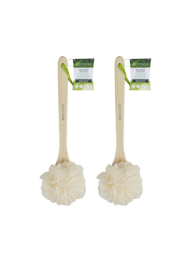 Ecotools Ecopouf Bath Brush Shower Loofah With Long Ergonomic Handle Cleans Hardtoreach Areas Deep Cleansing & Exfoliating Recycled Netting Perfect For Men & Women 2 Count - Image 1
