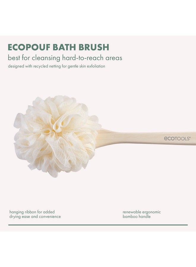 Ecotools Ecopouf Bath Brush Shower Loofah With Long Ergonomic Handle Cleans Hardtoreach Areas Deep Cleansing & Exfoliating Recycled Netting Perfect For Men & Women 2 Count - Image 4