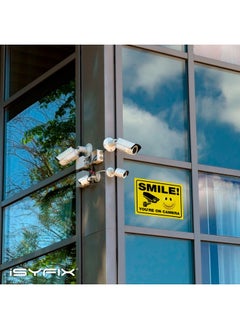 iSYFIX iSYFIX Smile You're on Camera Stickers for Home - 2 Pack 10x7 Inch - Self-Adhesive Vinyl Sign, Laminated for UV Protection, Weather, Fade Resistance, Security Camera Sign for Home, Business, CCTV  - Image 5