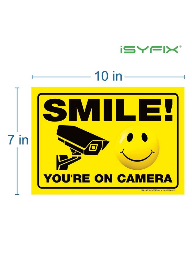 ملصقات iSYFIX Smile You're on Camera للمنزل - عبوة من قطعتين مقاس 10 × 7 بوصات - لافتة فينيل ذاتية اللصق، مغلفة للحماية من الأشعة فوق البنفسجية، ومقاومة للطقس والبهتان، ولافتة كاميرا أمنية للمنزل، والأعمال التجارية، وكاميرات المراقبة - pzsku/ZFA943E1A57BAB3F3BC9FZ/45/_/1740982802/d73accb6-13b2-4385-b4ca-980f8799cd3b