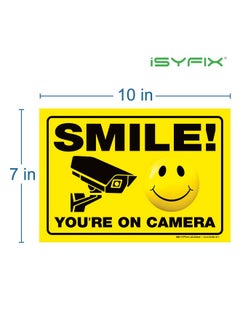 iSYFIX iSYFIX Smile You're on Camera Stickers for Home - 2 Pack 10x7 Inch - Self-Adhesive Vinyl Sign, Laminated for UV Protection, Weather, Fade Resistance, Security Camera Sign for Home, Business, CCTV  - Image 2