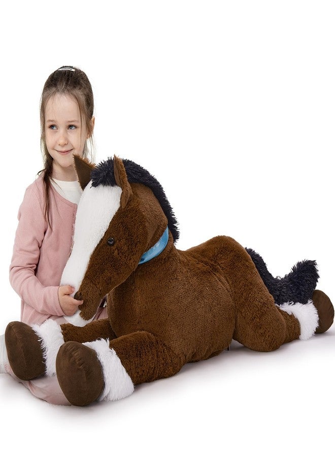 MaoGoLan Large Horse Stuffed Animal for Boy, Big Horse Plush Toy for Girl, Ridable Stuffy Pony for Kids, Coffee Stuffed Pony Plush Pillow for Baby Shower or Birthday Party Favor Gifts, 47 inches - Image 1