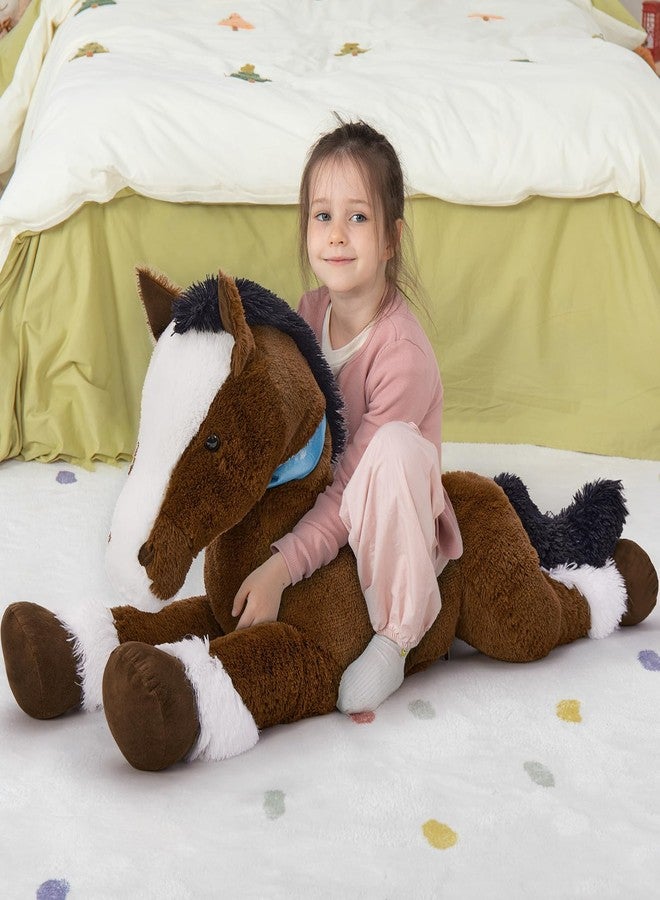 MaoGoLan Large Horse Stuffed Animal for Boy, Big Horse Plush Toy for Girl, Ridable Stuffy Pony for Kids, Coffee Stuffed Pony Plush Pillow for Baby Shower or Birthday Party Favor Gifts, 47 inches - Image 2