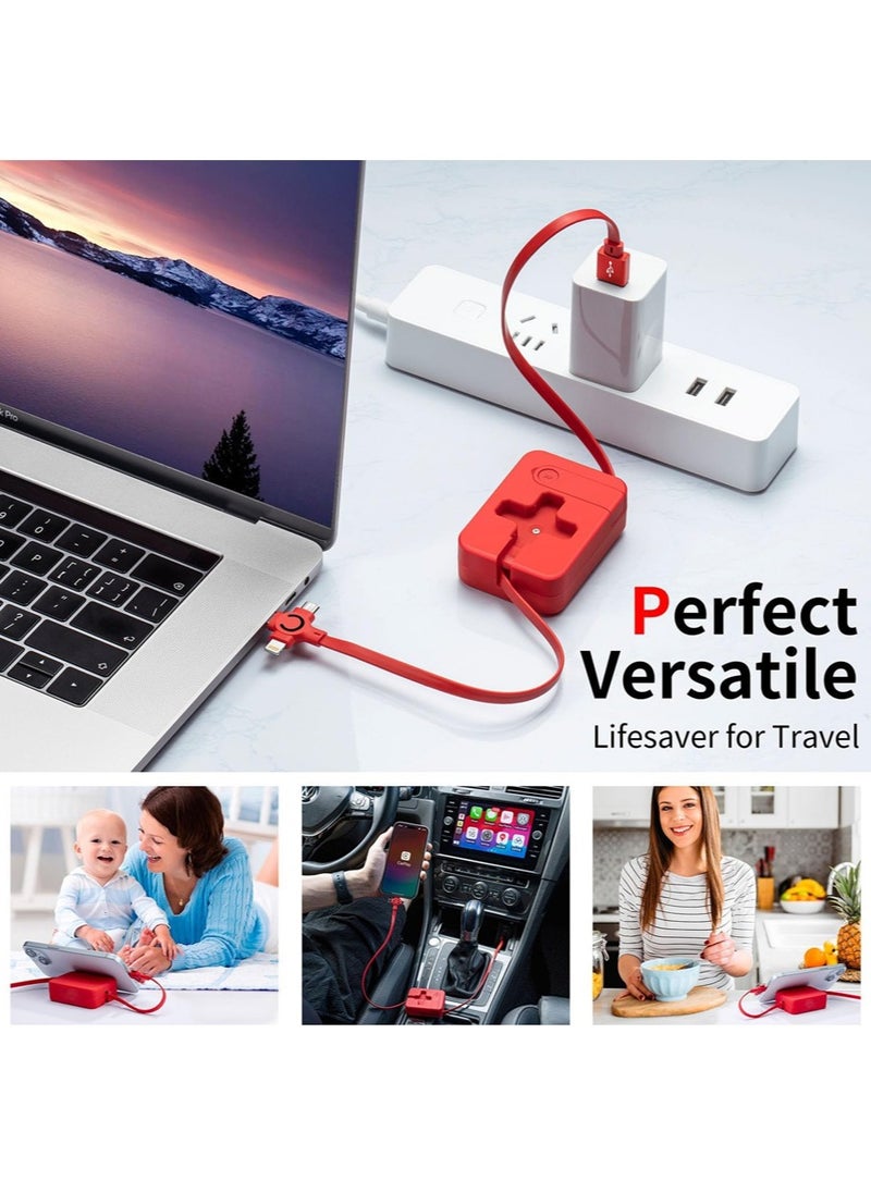 كابل شحن سريع 3 في 1 قابل للسحب، أنيق وصغير الحجم، مع واجهة USB، شحن سريع ومزامنة البيانات، مناسب للهواتف الذكية
