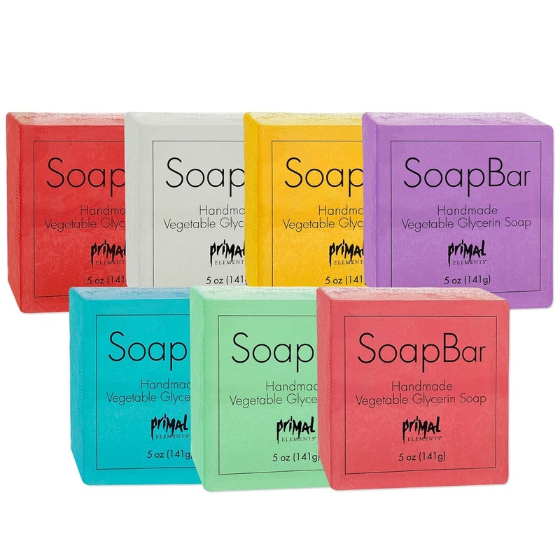 Primal Elements Vegetable Glycerin Scented Soap Bars Great for Face and Body Unisex Men and Women Travel Size Variety Pack Homemade  5 Ounce Pack of 7