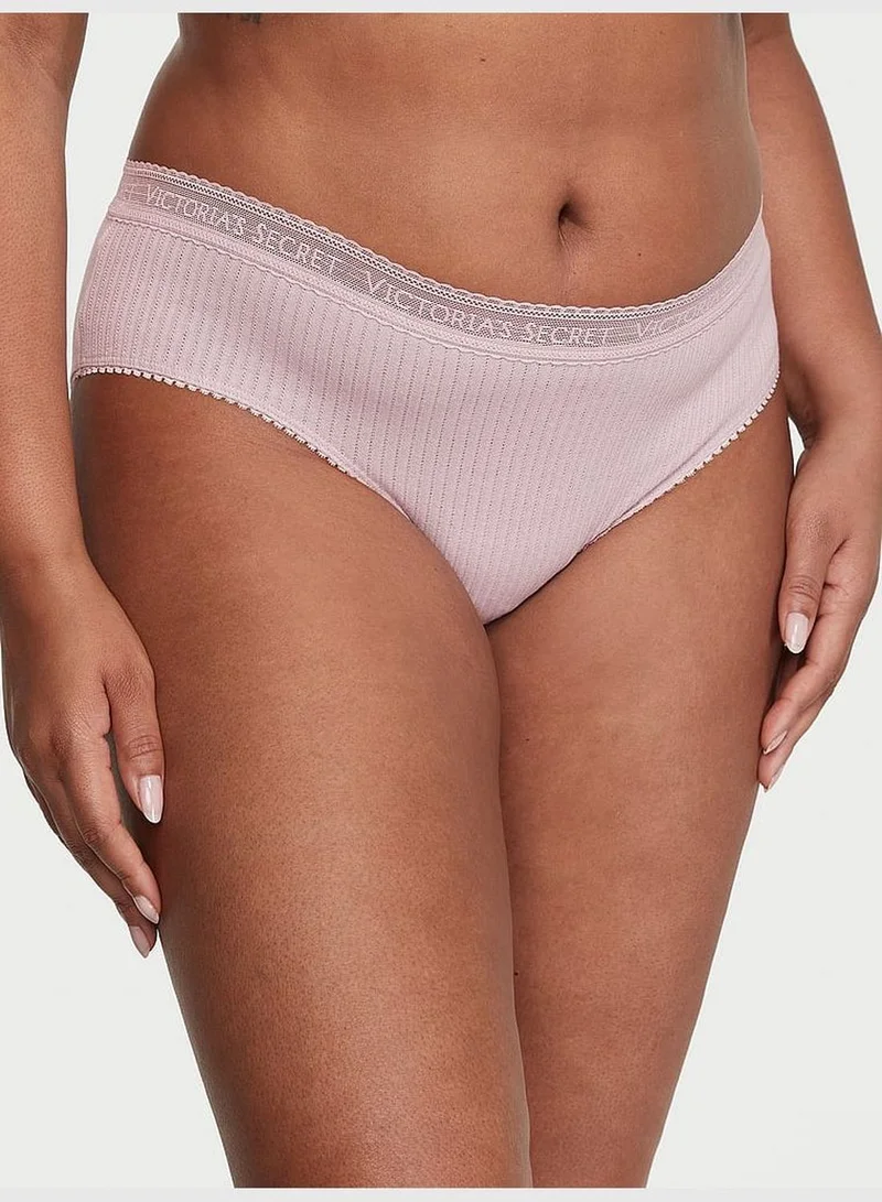 Victoria's Secret Logo Cotton Lace-Waist Hiphugger Panty
