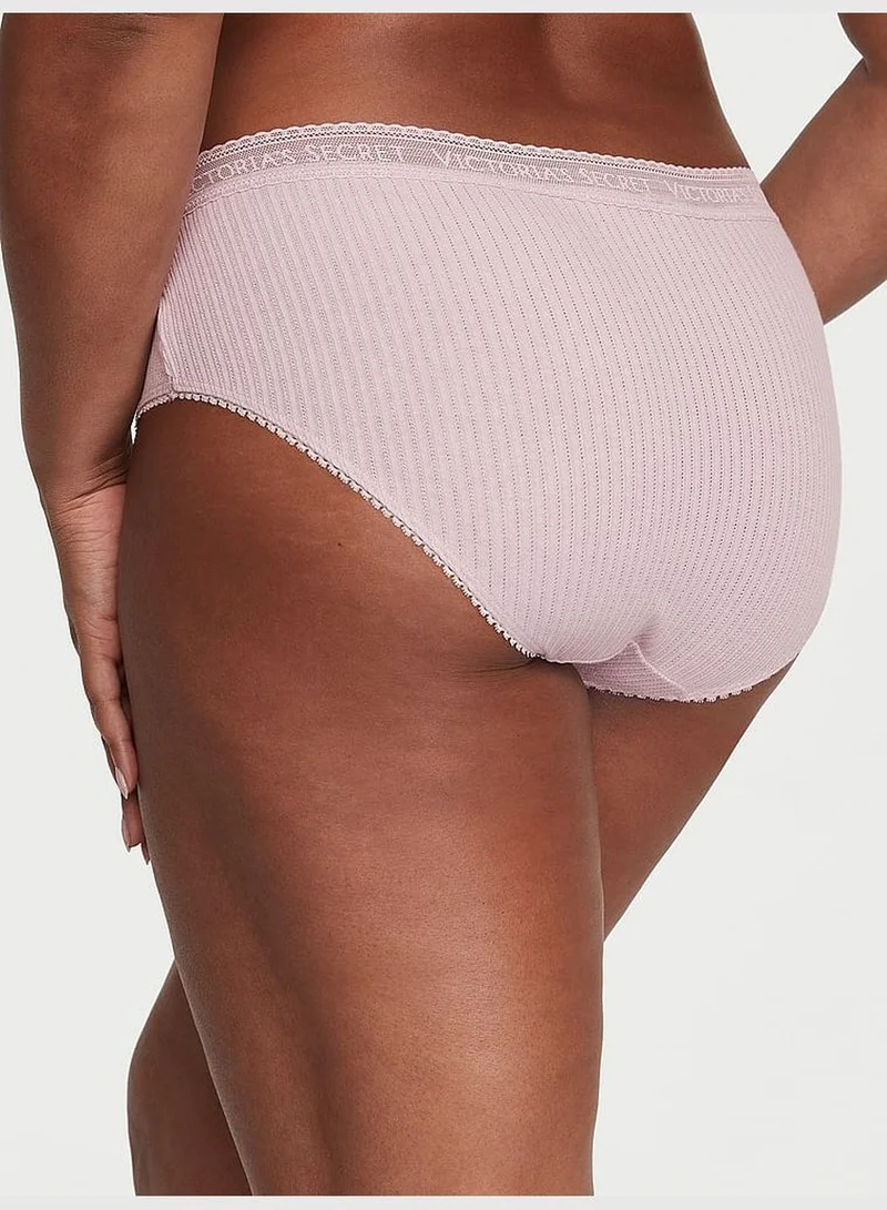 Victoria's Secret Logo Cotton Lace-Waist Hiphugger Panty