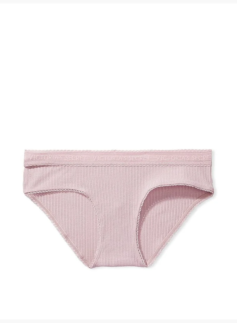 Victoria's Secret Logo Cotton Lace-Waist Hiphugger Panty