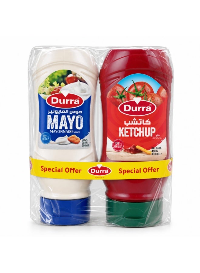 A convenient combo offer that includes tomato ketchup and creamy mayonnaise, perfect for everyday use. Ideal for serving with burgers, sandwiches, fries, appetizers, and a variety of meals, giving you two delicious sauces in one convenient offer.
