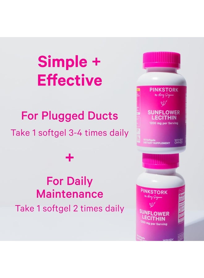 Pink Stork Sunflower Lecithin Supplement - 1200 mg for Clogged Milk Ducts - Breastfeeding Essentials for Postpartum Moms - Supports Breast Milk Flow - 60 Softgels - Image 3