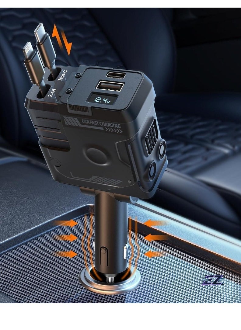 ELTRAZONE 120W Car Charger with 4 Ports, 4-in-1 Super Fast Car Phone Charger, 2 USB Ports Car Charger Adapter, Compatible with Multiple Brands (Black) – Fast Charging for Phones, Tablets, and More - Image 1