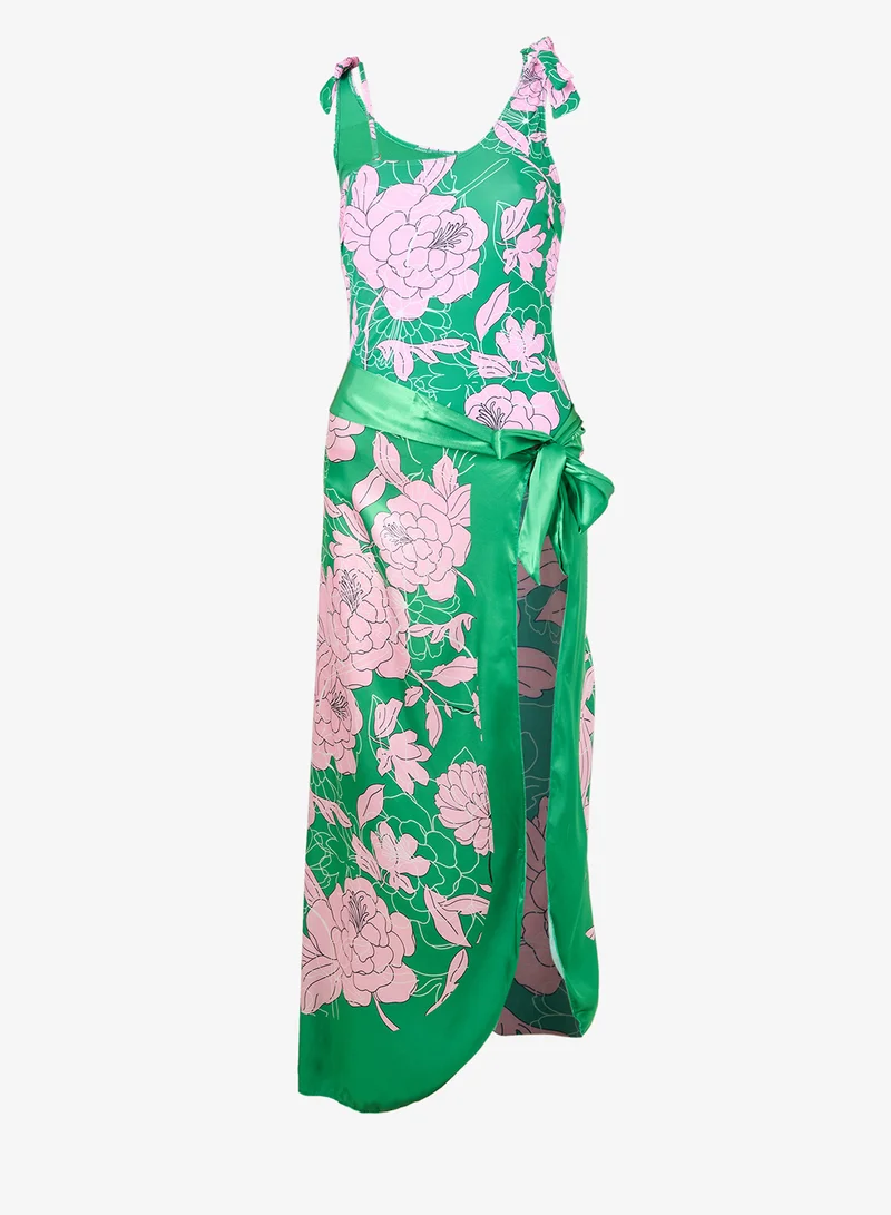 ايلا طقم ملابس سباحة وشال بطبعة زهور