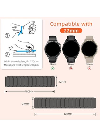 22 mm Strap Compatible with Huawei Watch GT 5 46 mm/Watch GT 5 Pro 46 mm/Watch GT 4/GT 4 Pro/4 46 mm, Reversible Silicone Magnetic Straps for Huawei Watch 4 Pro 48 mm - view 4