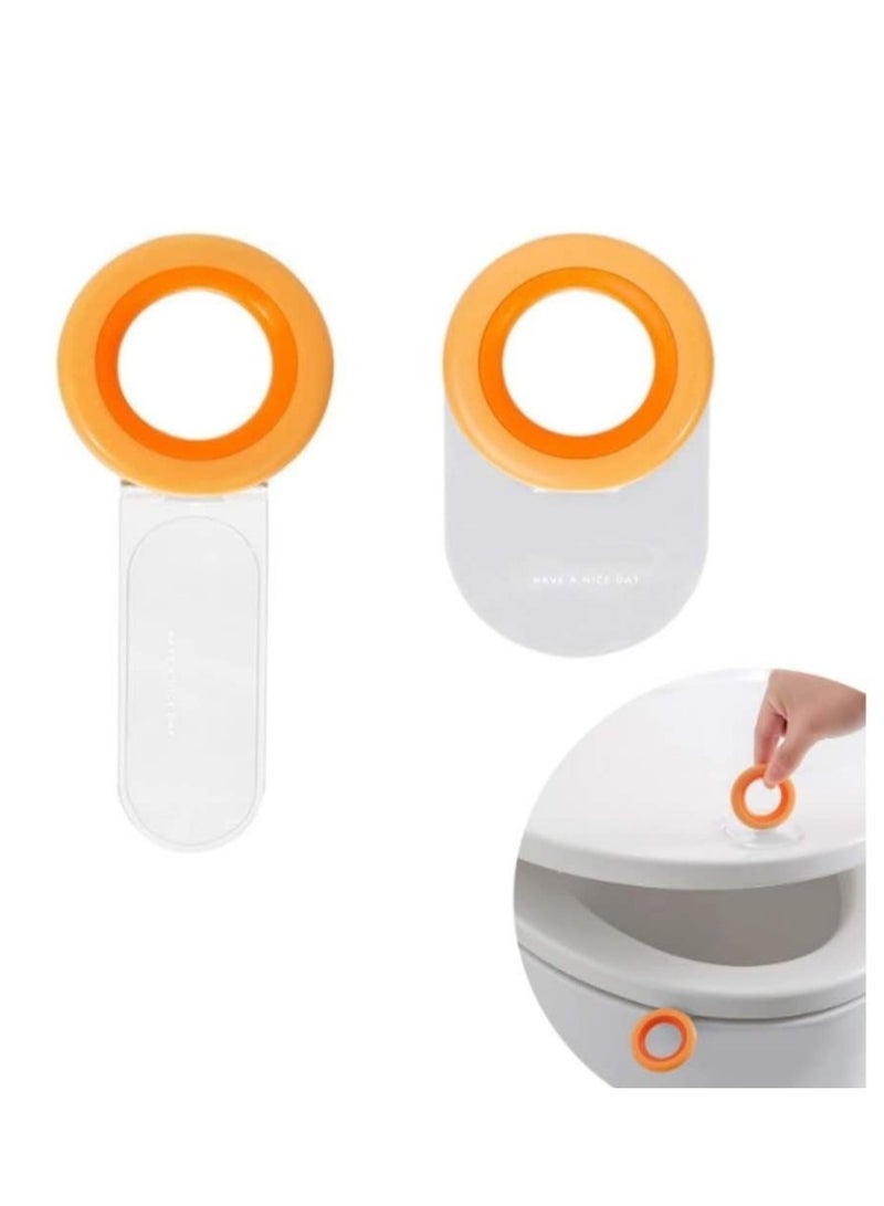 Toilet Lid Lifter Set, 2 Pcs Toilet Cover Handle & Seat Cover Lifter, Avoid Direct Contact with The Toilet - Portable Toilet Seat Handle for Home, Office, Hotel Orange - Image 1