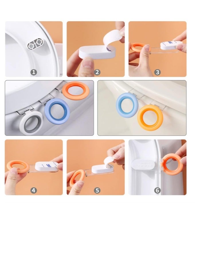 Toilet Lid Lifter Set, 2 Pcs Toilet Cover Handle & Seat Cover Lifter, Avoid Direct Contact with The Toilet - Portable Toilet Seat Handle for Home, Office, Hotel Orange - Image 3