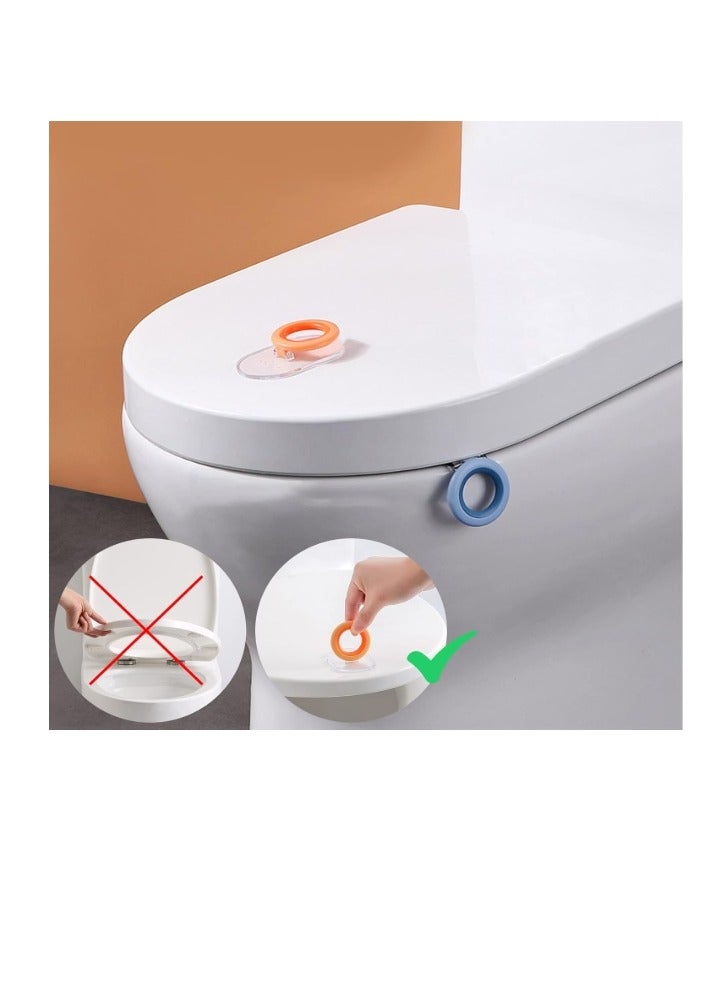 Toilet Lid Lifter Set, 2 Pcs Toilet Cover Handle & Seat Cover Lifter, Avoid Direct Contact with The Toilet - Portable Toilet Seat Handle for Home, Office, Hotel Orange - Image 2