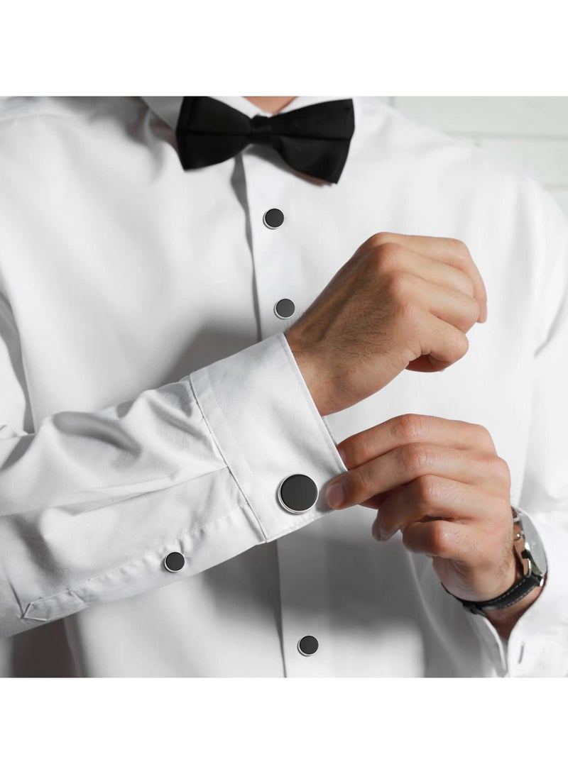 رجالي أزرار أكمام الفولاذ المقاوم للصدأ سهرة القمصان أزرار أكمام القمصان والاكسسوارات فريدة من نوعها الأعمال العريس عرس الذهب الأسود والمجوهرات تناسب الابن / الأب / الزوج / صديقها - Image 3