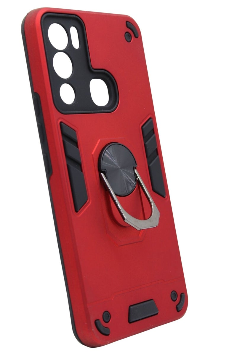 CFS C.F.S Plastic Back Cover With Holder For Infinix Hot 12 / Infinix Hot 12i - Red - Image 2