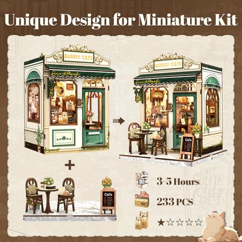 Fsolis Book Nook Kit DIY Miniature Coffee House for Adults Bookshelf Diorama Mini Coffee Shop 3D Puzzles Building Craft Gifts for Women Book Lovers Readers Sunny Cafe - Image 5