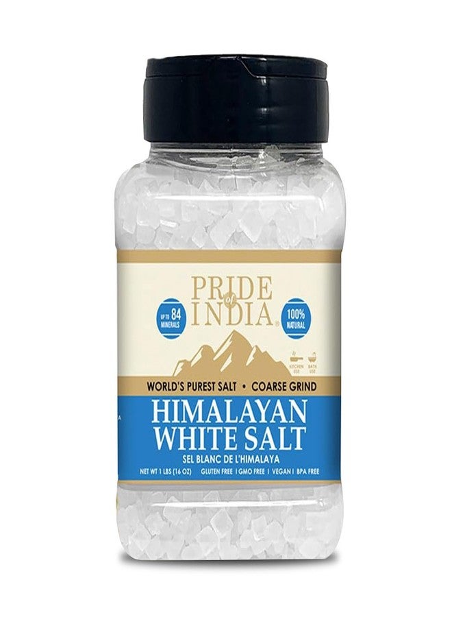 Pride of India- Himalayan White Salt Coarse Grind 1 lbs (453.59 gm)- Rarest & Enriched W/84+ Natural Minerals- Low Sodium- Mineral Rich Nutrition and Enhanced Taste- Healthier Table Salt Substitute - Image 1