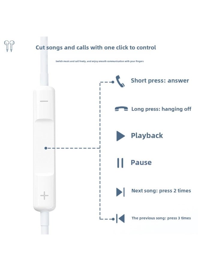 Generic - Earphone Wired In-Ear 3.5mm Round Hole Genuine Goods For Huawei Oppo Xiaomi Vivo Apple Type-c-Color:Hifi Sound Quality [type-c. White 1 Pack] Wire Control With Microphone - Image 1