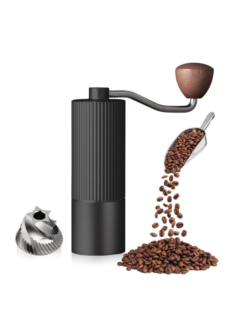Manual Coffee Grinder With 12-Gear Adjustable Setting,CNC Stainless Steel Tapered Burr And Dual Bearing Positioning For All Coarseness From Espresso To French Press