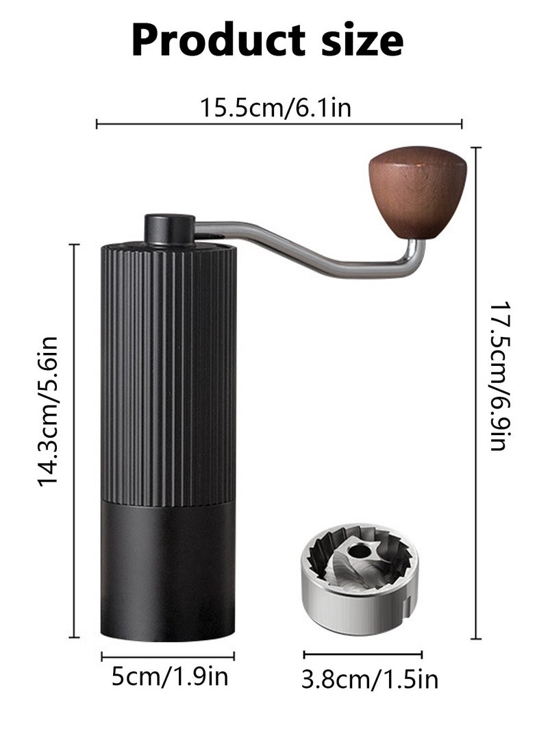 Manual Coffee Grinder With 12-Gear Adjustable Setting,CNC Stainless Steel Tapered Burr And Dual Bearing Positioning For All Coarseness From Espresso To French Press