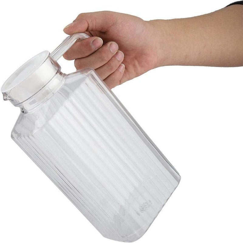 Acrylic Transparent Bottle Striped Water Ice Cold Jug with Lid great for Homemade Cold Tea or for Glass Milk Bottles Reusable Drinking Bottles(1800ml) - Image 2