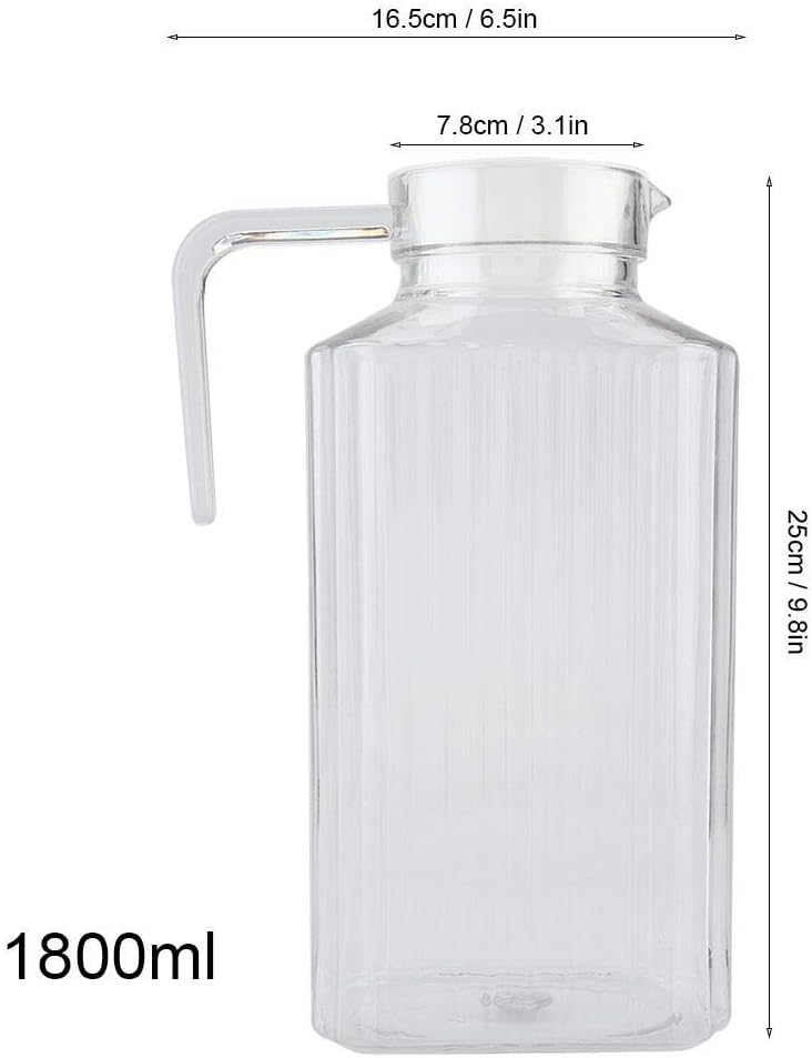 Acrylic Transparent Bottle Striped Water Ice Cold Jug with Lid great for Homemade Cold Tea or for Glass Milk Bottles Reusable Drinking Bottles(1800ml) - Image 1