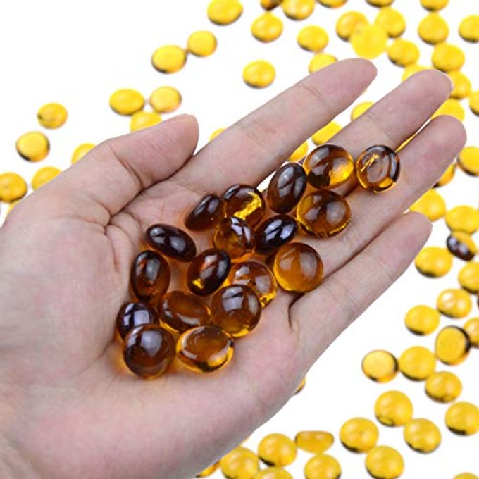 KINGOU Flat Glass Gems/Beads/Stones for Vase Filler, Table Scatter, Games 1 Lbs (14-16mm, Approx. 5/8") - Image 2