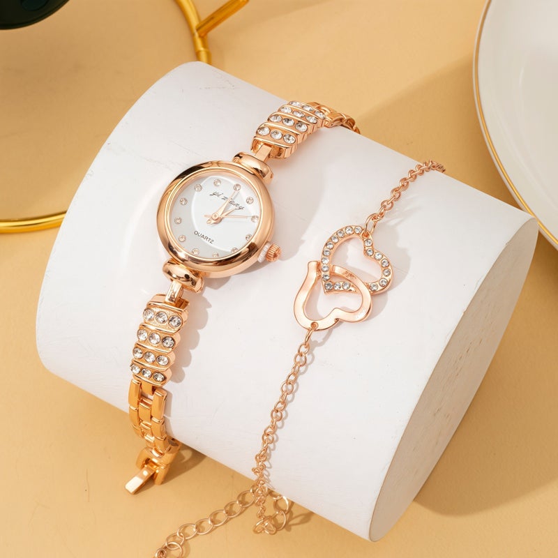 KUMO Trendy Fashion Water Crystal Alloy Steel Band Women's Quartz Watch with Decorative World Time Display - Image 1