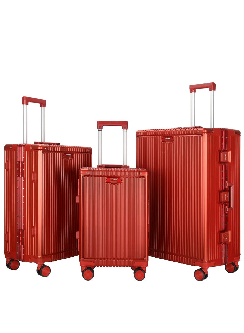 فيبتور مجموعة أمتعة PC ذات الجانب الصلب بدون سحاب مكونة من 3 قطع حقيبة سفر قابلة للقفل TSA مع حامل أكواب 20/25/29 بوصة - Image 1