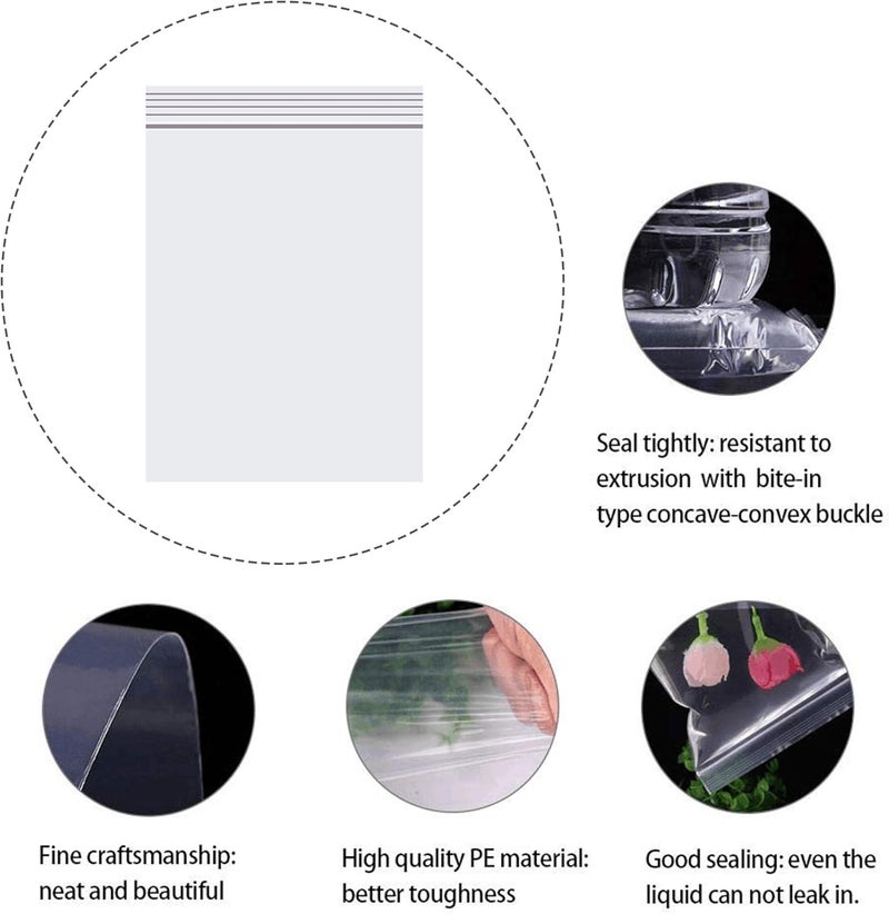 BornFeel Clear Resealable Zipper Poly Bags - 300pcs, 5" x 7", Self-Lock Plastic Bags, Reclosable, 2 Mil A6 Cards Envelopes, Storage & Crafts, Candy Packaging (12 Sizes) - Image 5