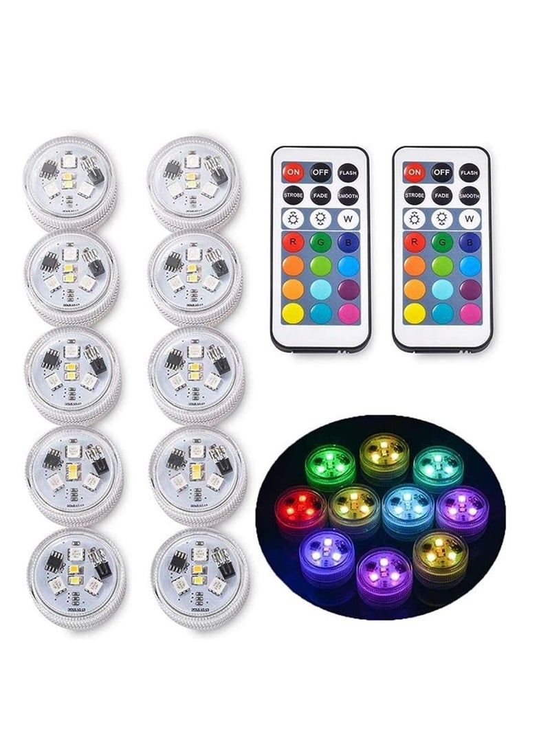 Generic - Underwater Led Lights with Remote, Waterproof Multi Color Submersible Led Lights Battery Operated Pool Lights for Party-10 Pack - Image 1