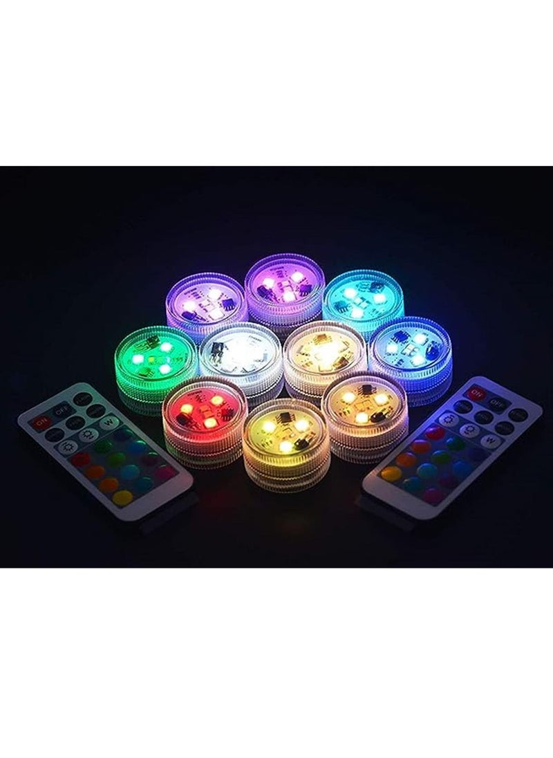 Generic - Underwater Led Lights with Remote, Waterproof Multi Color Submersible Led Lights Battery Operated Pool Lights for Party-10 Pack - Image 1