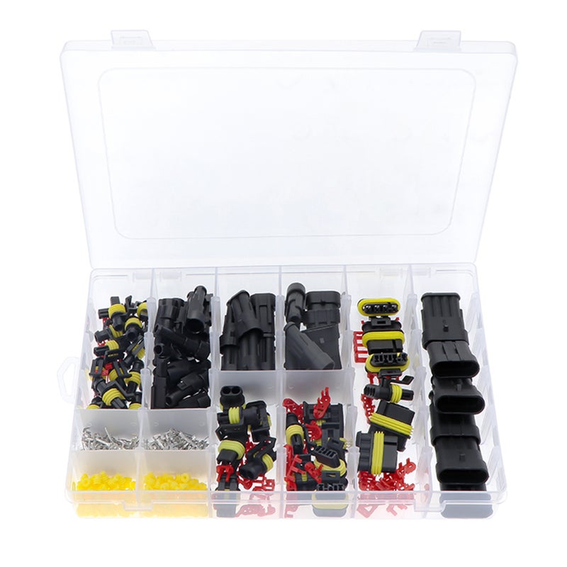 408 PCS Wateresistance Car Electric Cable Connector Terminal Plug Kit Set 1 2 3 4 Pin Truck Plug Car Spark Connector Assorted Box Portable - Image 1