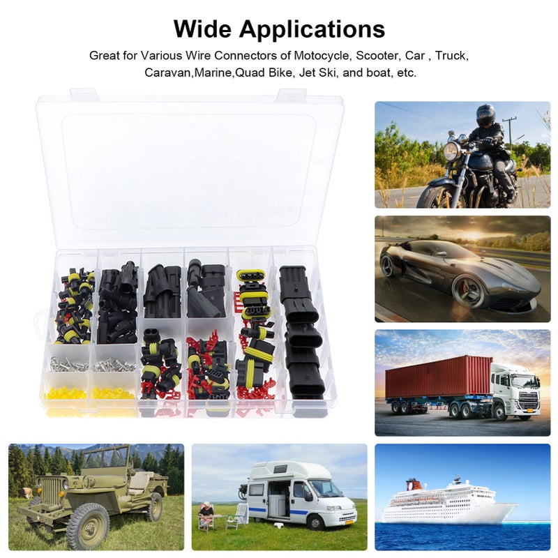 408 PCS Wateresistance Car Electric Cable Connector Terminal Plug Kit Set 1 2 3 4 Pin Truck Plug Car Spark Connector Assorted Box Portable - Image 2