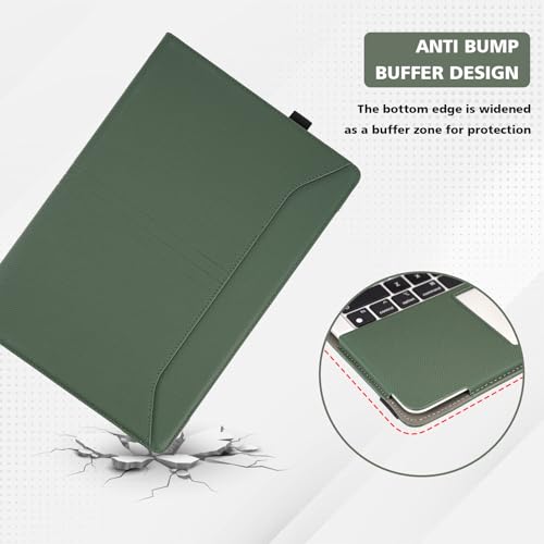 TT TYTX TYTX Compatible with MacBook Air 13 Inch Case 2018-2021 PU Leather with Stand & Vents for Model A2337 M1 A2179 A1932, Green - Image 4