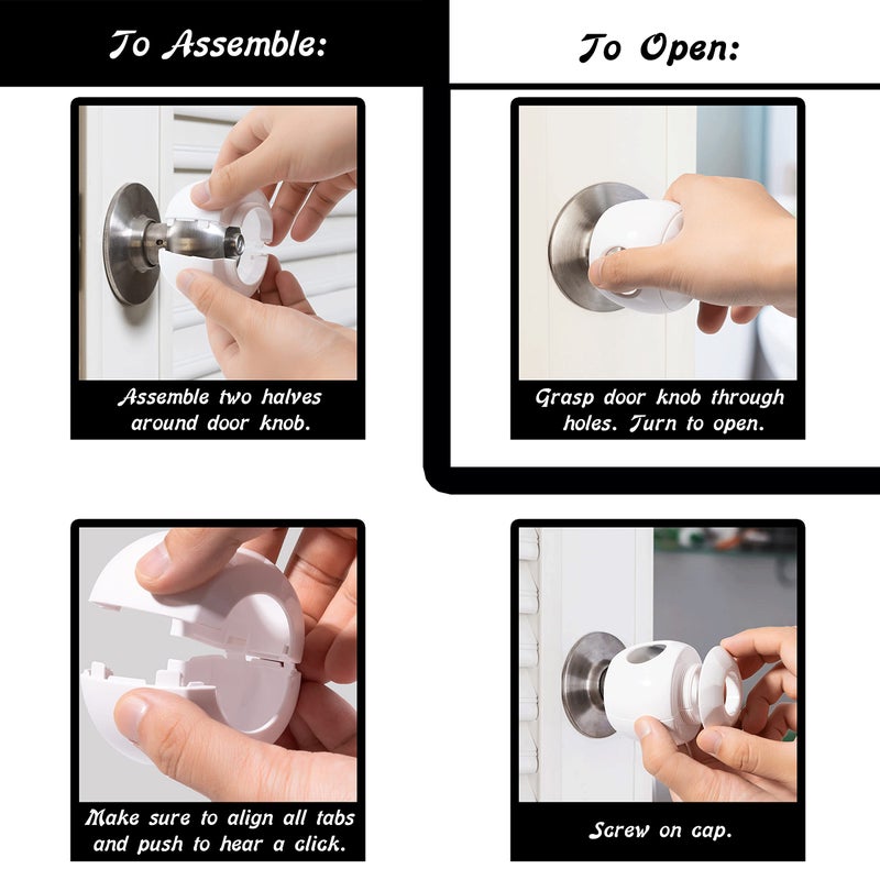 Driddle Door Knob Safety Cover for Kids - 5 Pack - Baby Proof Door Knob Covers - Door Locks for Kids Safety Child Proof - White - Image 5